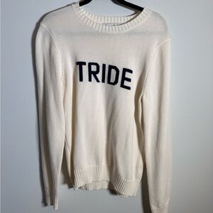 Ellsworth + Ivey TRIDE Sweater Ivory Crewneck Preppy Coastal Grandmacore Knit M